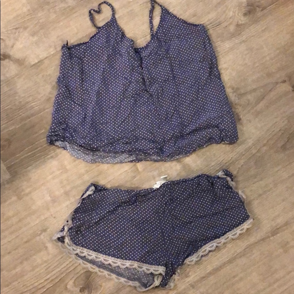 Pajama Set Blue and White Polka Dot